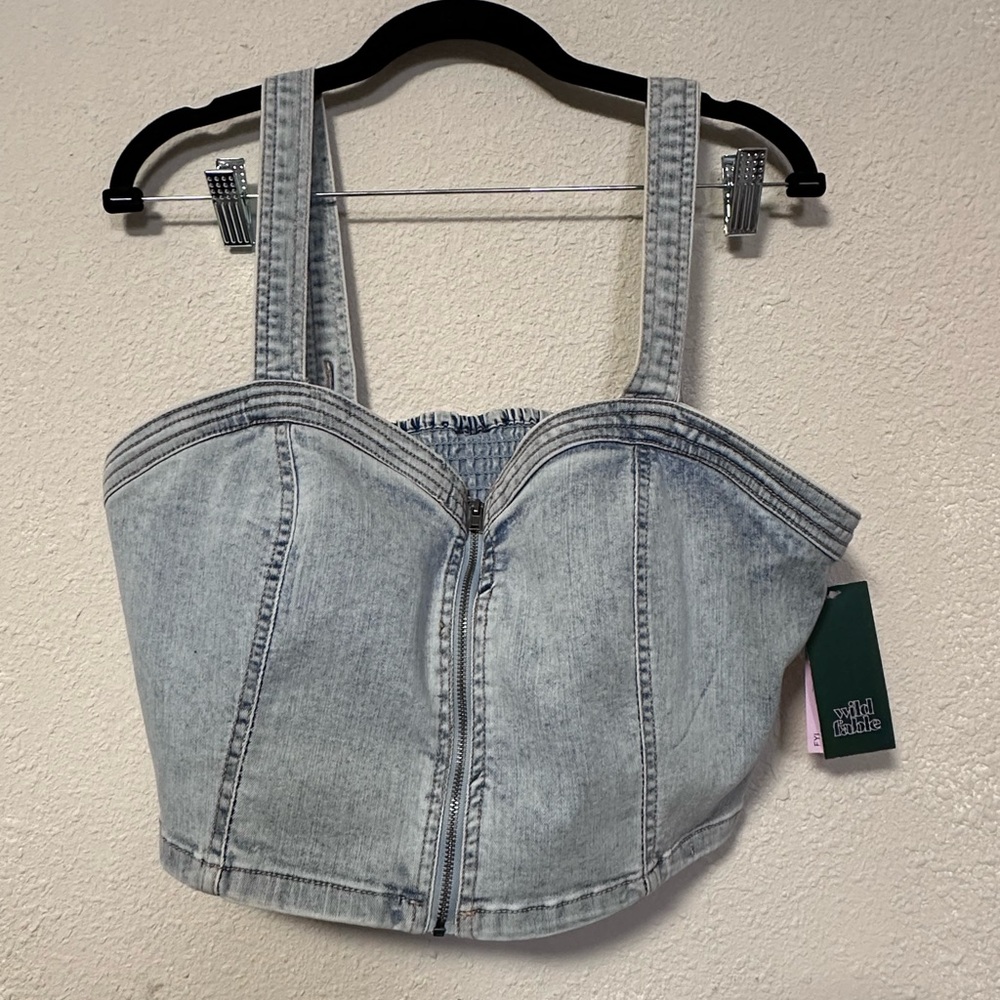 Denim Cropped Bustier Vest🦋